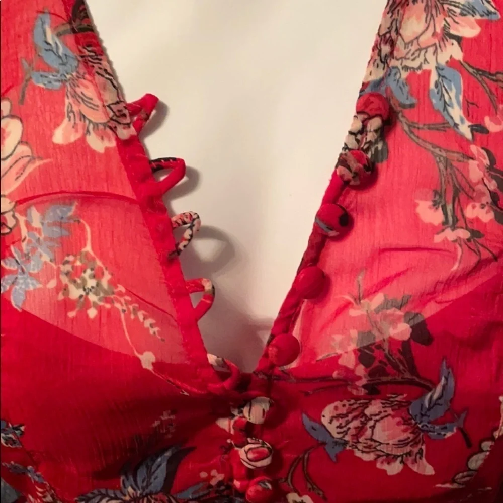 ANTHROPOLOGIE RANNA GILL Scarlet Red Floral Keira Dress